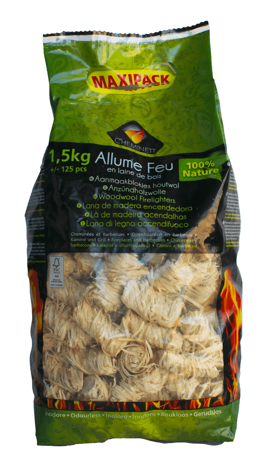40 Allume feux cubes bois XXL naturel 1,5kg - CHEMINETT